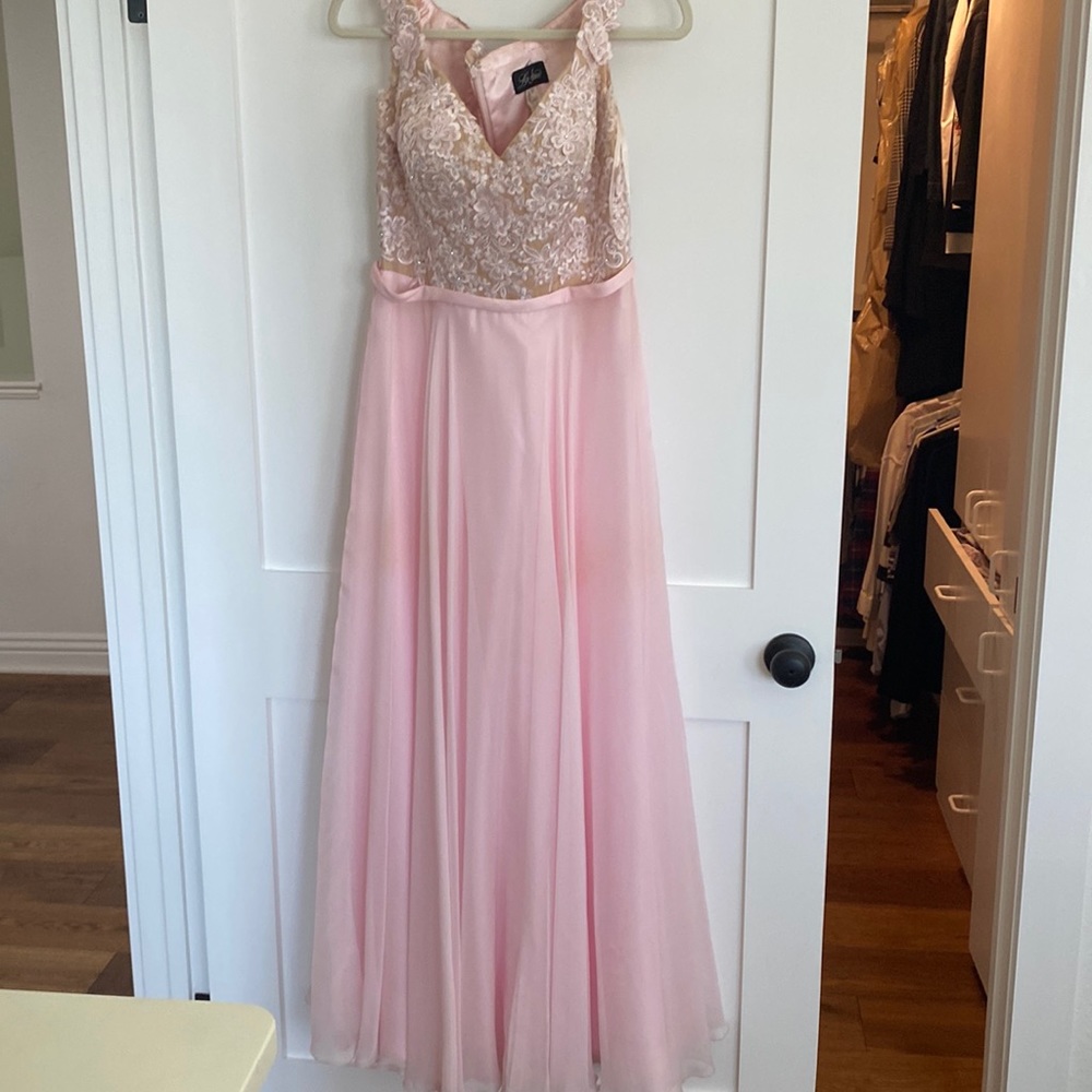 Long Pink Gown with floral detail